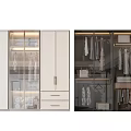 Modern Wardrobe Interior Design With Glass Doors Hanging Rods And Storage Drawers