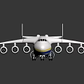 White Passenger Aircraft With Yellow Blue Stripes And Four Engines 3D Render