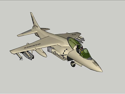 Light Colored Fighter Jet With Green Canopy And Missiles Under Wings Lightning 3d model