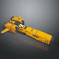 Yellow Futuristic Spaceship Model With Sleek Structure And Detailed Components 3d model