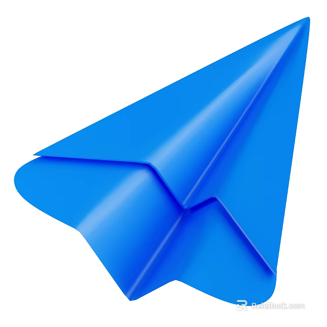 Blue Paper Airplane 3D Rendering With Shiny Surface And Smooth Folds Isolated On White Background 3d model 