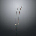 Traditional Weapon Two Long Blades With Decorative Patterns And Ornate Scabbard