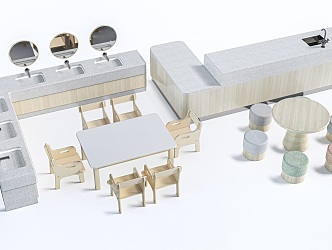 Modern Children's Tables and Chairs Children's Furniture 3d model