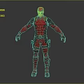 Game and Movie Character Deadpool Wearing Red Black Costume with Mask Utility Belt Holsters