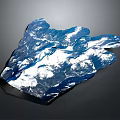 3D Mountainous Terrain With Blue White Glacial Features And Detailed Textured Surface