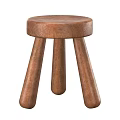 Simple Wooden Stools with Round Top and Three Legs for Home Furniture Design