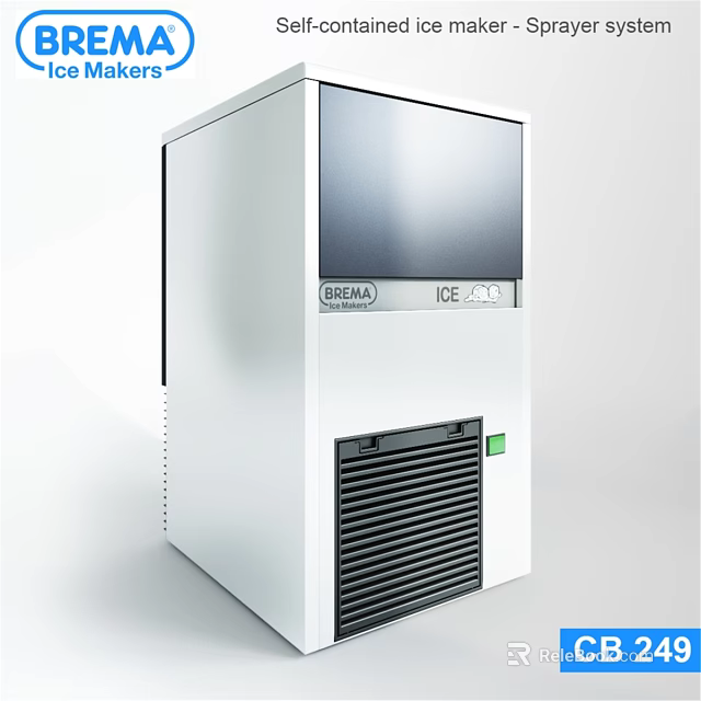 White CREMA Ice Maker Kitchen Appliance With Modern Design And Efficient Cooling 3d model 