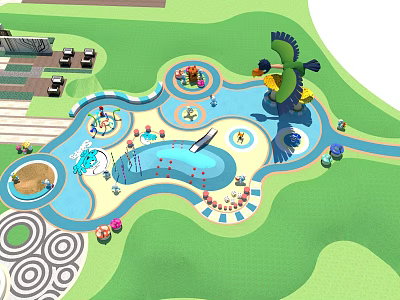 Modern Children's Play Area Elderly Activity Area Smurfs Paradise 3d model