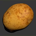 Fresh Yellow Potato with Red Specks on Dark Background and Reflection 3d model