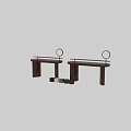 Modern Brown Dressing Table With Round Mirror And Sleek Solid Legs