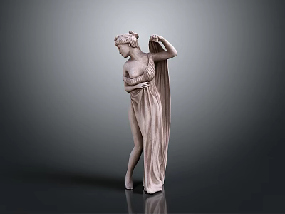 Classical Woman Sculpture in Flowing Robe with Elegant Pose and Soft Shadows 3d model