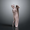 Classical Woman Sculpture in Flowing Robe with Elegant Pose and Soft Shadows