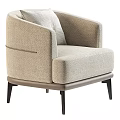 Modern Beige Fabric Accent Chair With Armrests Throw Pillow And Black Legs