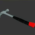 Silver Head Hammer With Black Handle And Red End On Gray Background