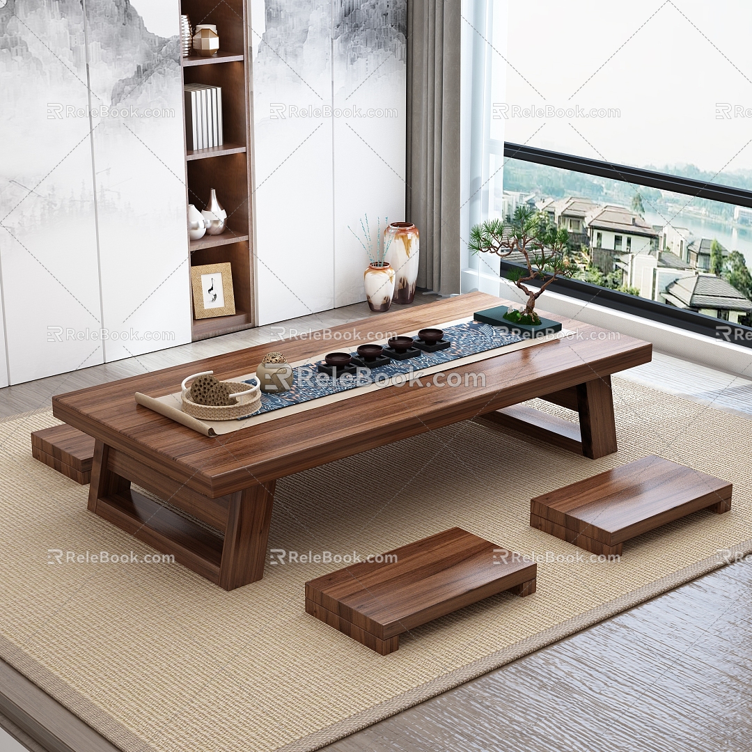 New Chinese Tea Table and Chair Tatami Tea Table and Chair Tea Table and Chair Combination model