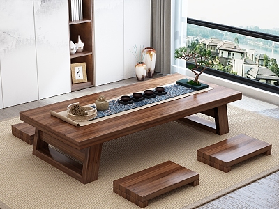 New Chinese Tea Table and Chair Tatami Tea Table and Chair Tea Table and Chair Combination model