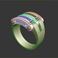 Modern Gold Ring Featuring Blue Inlaid Stones And Shiny Metal Band