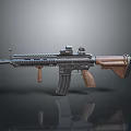 Modern Tactical Rifle With Wooden Stock Metal Barrel And Scope Attachment