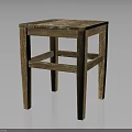 Rustic Wooden Stool Furniture With Marble Top And Sturdy Frame Structure Design