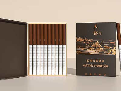 Premium Arranged Sticks In Open Box With Black Packaging And Golden Patterns 3d model