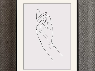 Minimalist Hand Line Drawing Framed Art On Gray Wall Decor 3d model
