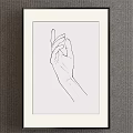 Minimalist Hand Line Drawing Framed Art On Gray Wall Decor 3d model