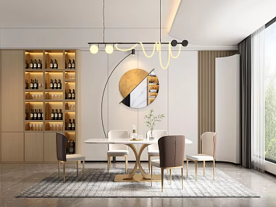Light Luxury Dining Table Dining Chair Combination 3d model