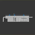 Concrete Water Control Structure With Blue Equipment Metal Grilles And Pipeline