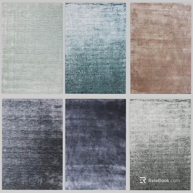 Square Rugs With Various Gradient Colors And Textured Design Styles 3d model 