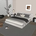 Modern Bedroom With Double Bed Pillows Nightstands And Area Rug