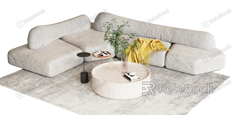 Modern Multiplayer Sofa Sofa Coffee Table Combination model