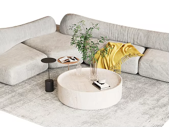 Modern Multiplayer Sofa Sofa Coffee Table Combination 3d model