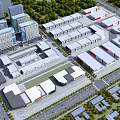 Modern Industrial Factory Aerial View Layout With Multiple Buildings Greenery And Roads