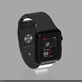 Modern Smartwatch With Black Strap And Square Screen Showing Health Metrics