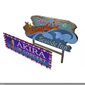 Colorful Decorative Business Signs Featuring Johnny's Seaside Inn And Akira In Concert