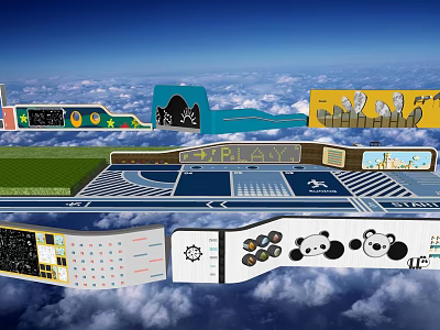 Modern graffiti wall children's play area interactive landscape wall animal theme cartoon fun graffiti wall 3d model