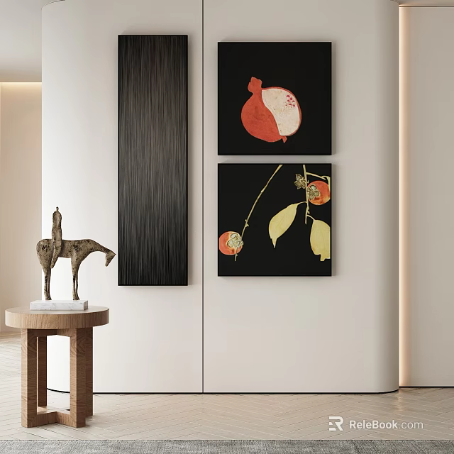 Abstract Fruit Paintings In Modern Interior Decor 3d model