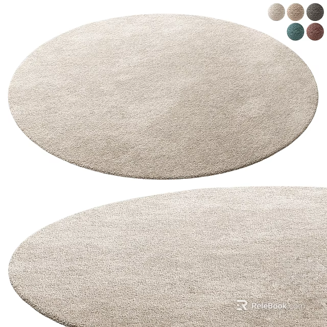 Light Beige Round Rug With Soft Plush Texture For Modern Home Decor 3d model 