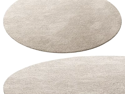 Light Beige Round Rug With Soft Plush Texture For Modern Home Decor 3d model
