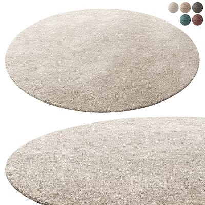 Light Beige Round Rug With Soft Plush Texture For Modern Home Decor 3d model