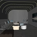 Modern Home Theater Interior With Arched Lighting And Comfortable Seating 3d model
