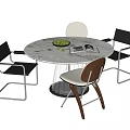 Modern Dining Table and Chair Combination Round Dining Table Dining Chair Single Chair 3d model