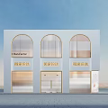 Modern Boutique Storefront Design With Arched Glass Windows Golden Accents And Double Doors