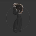 3D Head Model with Brown Curly Hair and Detailed Facial Organs Realistic Texture