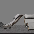 Modern Lounge Chair Design With Wooden Frame Gray Cushion And Curved Structure