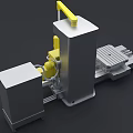 Industrial Machine With Yellow Mechanical Structure Silver Base Worktable And Control Panel