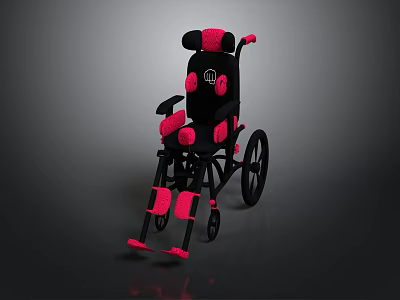 Stylish Black And Pink Wheelchair With Padded Seat Armrests And Wheels 3d model
