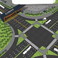 Modern Lecong Steel World Entrance Gate With Geometric Structure And Road Vehicles