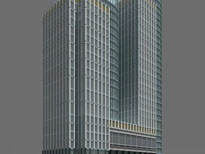 Modern High Rise Building With Glass Curtain Walls And Metal Frames 3d model