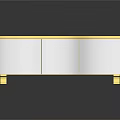 Modern White Cabinet With Gold Accents Reflective Sleek Surface And Curved Design